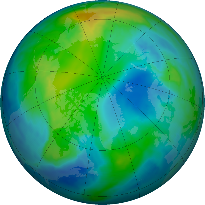 Arctic ozone map for 31 October 2009